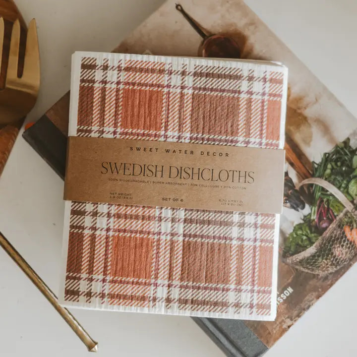 Fall Pattern Swedish Dishcloths, Set of 6