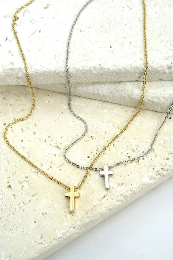 Dainty Cross Necklace – Petite Minimalist Pendant for Women