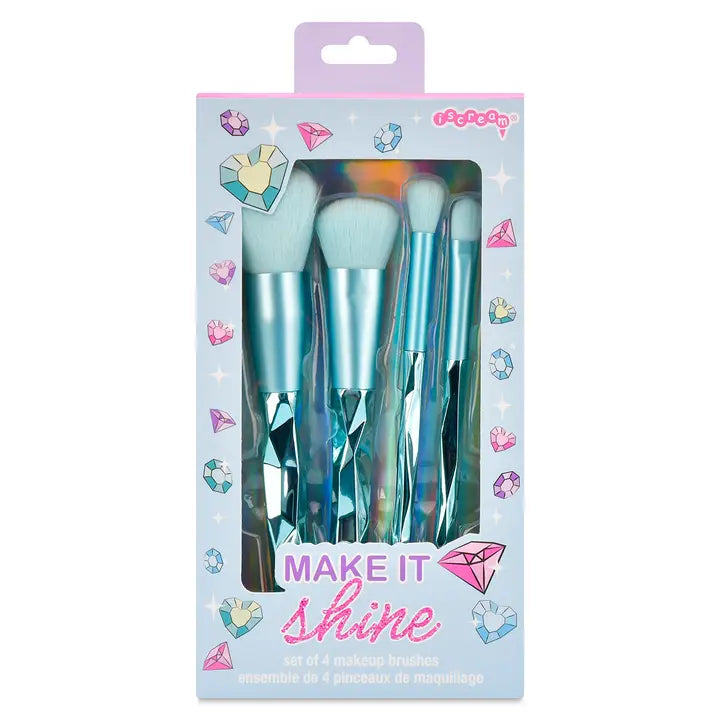 Iscream Make It Shine: 4-Piece Essential Professional Makeup Brush Set