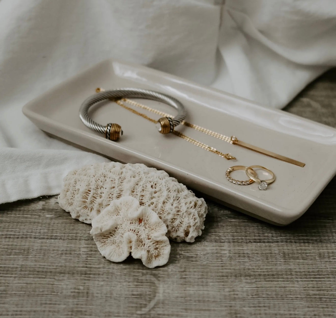 Cream Stoneware Tray