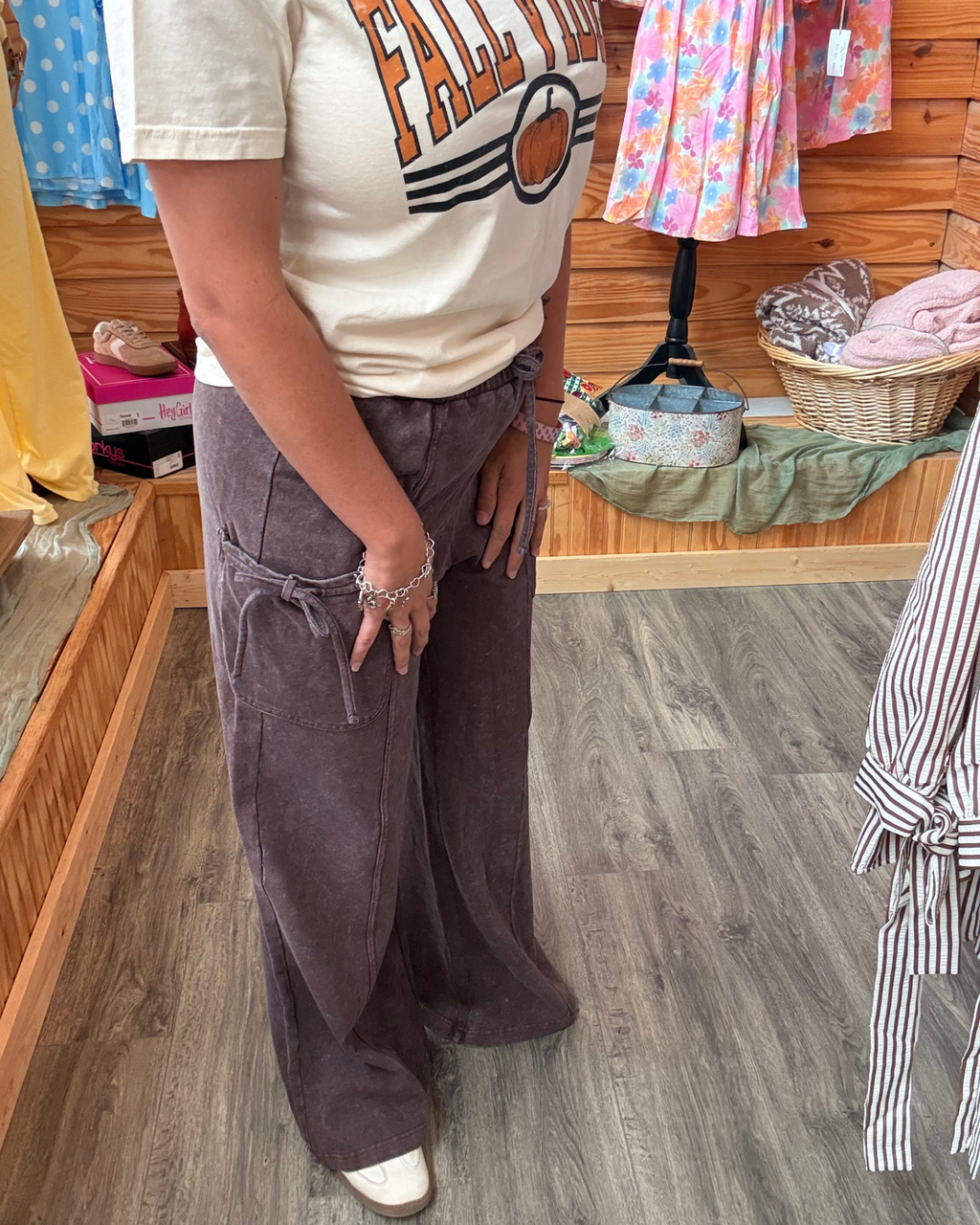 Mineral Wash Dark Brown Cargo Pants