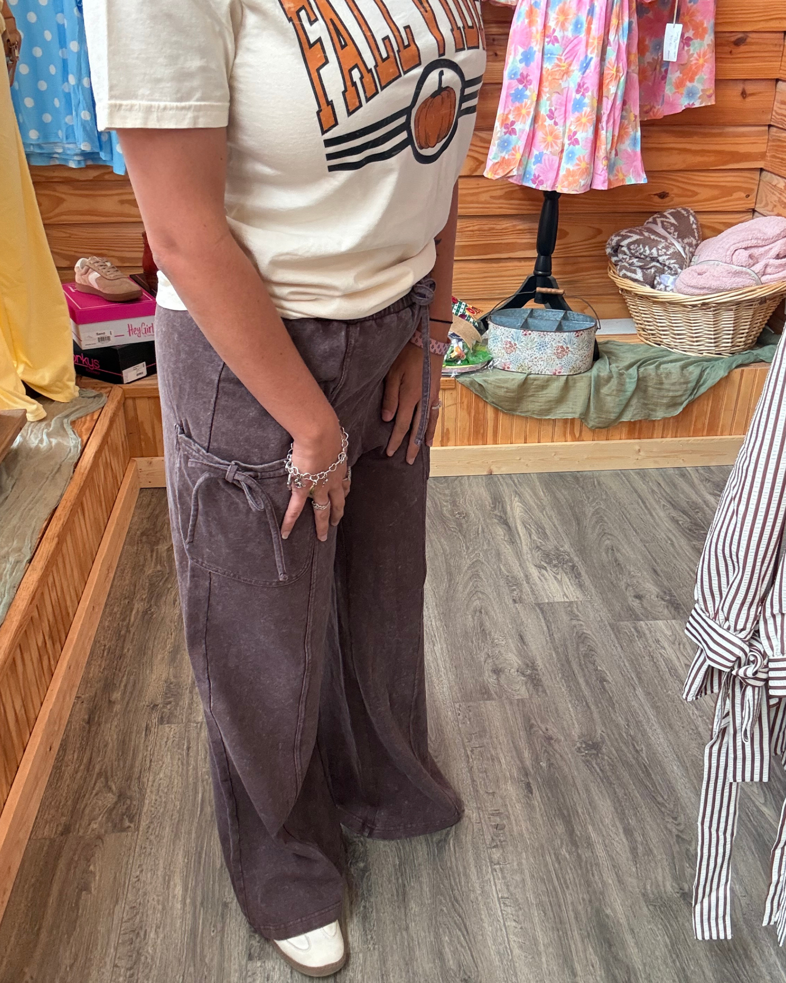 Mineral Wash Dark Brown Cargo Pants