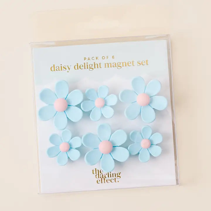 Daisy Delight Blue Flower Magnet Set – 6-Pack Heavy-Duty Floral Decor