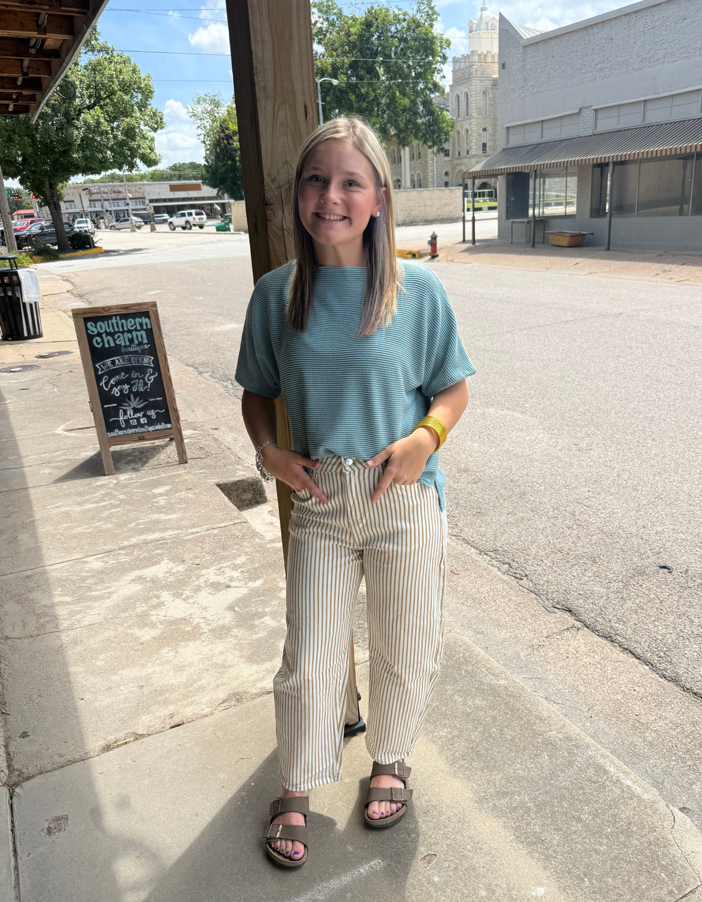 High-Waist Striped Barrel Jeans | Trendy Western Ankle Denim