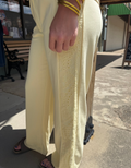 Yellow Cream Eyelet Lace Patchwork Oversized Tee & Drawstring Pants Set