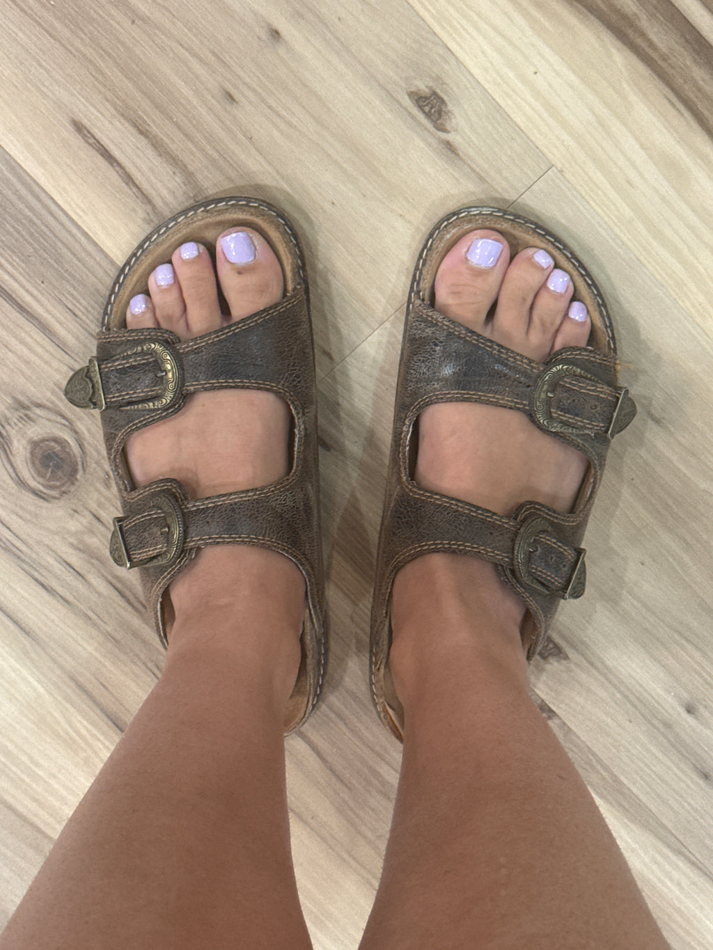 Atta Girl Espresso Crinkle Western Slide Sandals by Corky's
