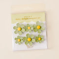 Daisy Delight: 6-Piece Green Floral Magnet Set for Fridge & Office