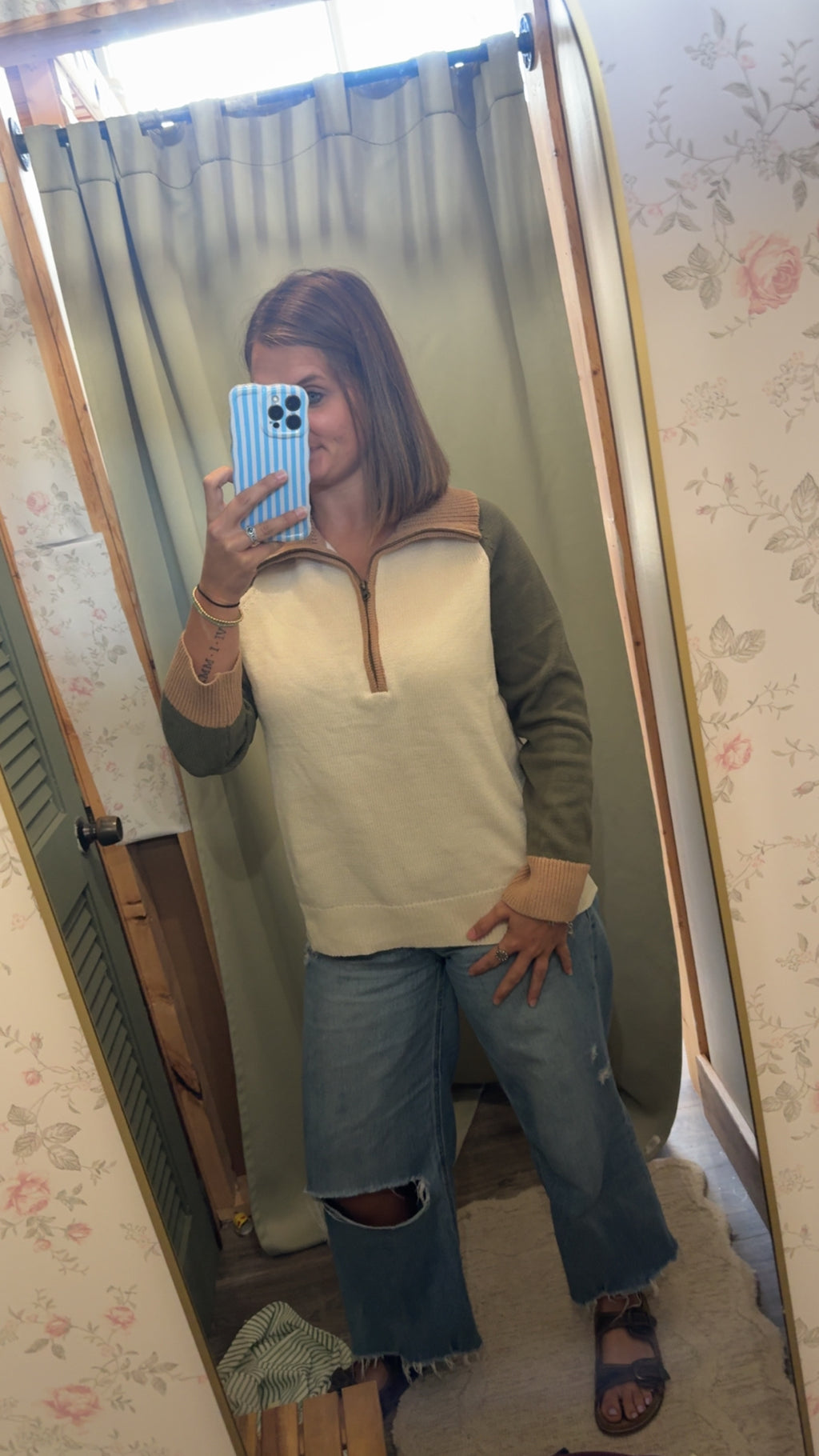 Cozy long sleeve half zip sweater