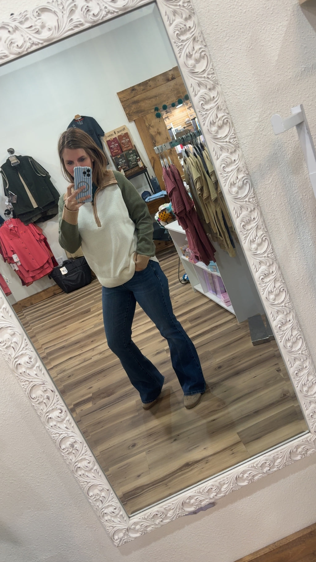 Cozy long sleeve half zip sweater