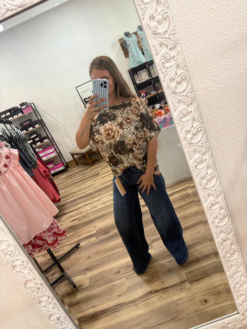 BLOOM IN LEOPARD MESH TOP