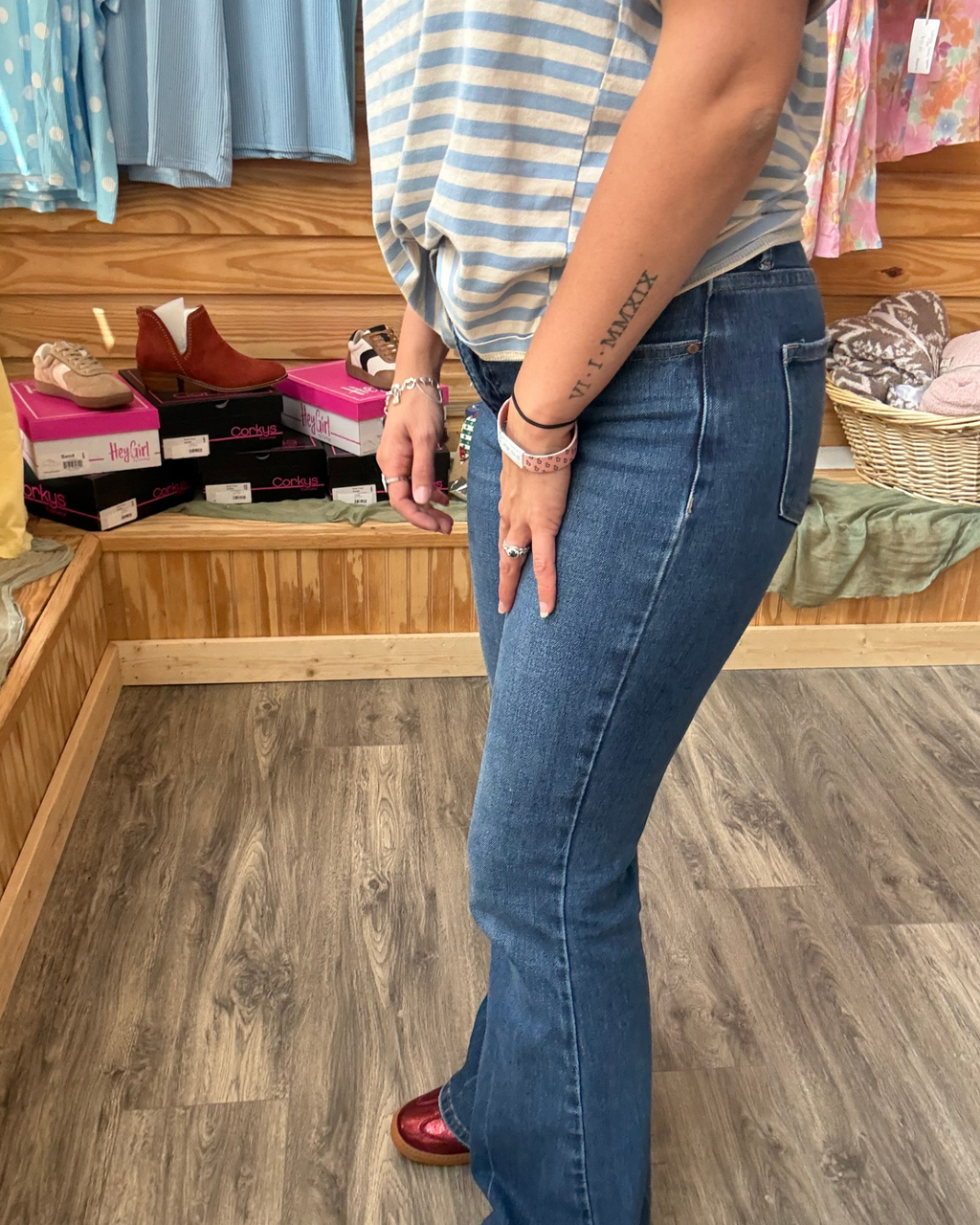 Risen High Rise 4-Way Stretch Tummy Control Flare Jeans