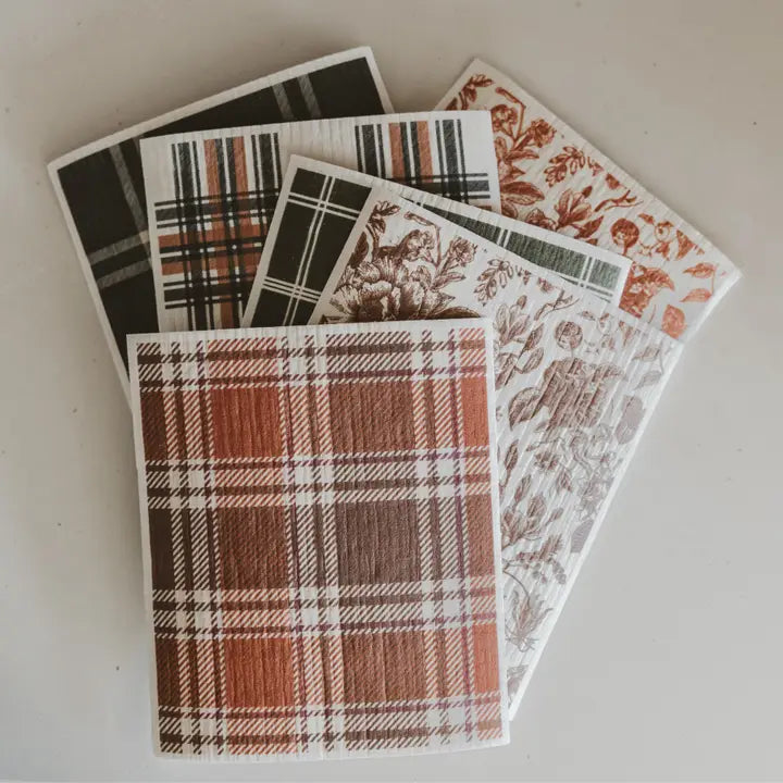 Fall Pattern Swedish Dishcloths, Set of 6