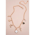 Porcelain Multi-Motif Charm Necklace – Gold Plated Symbolic Statement Piece