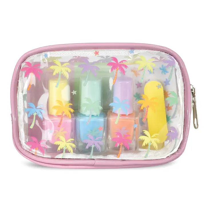 Palm Paradise Kids Tropical Nail Polish & Sticker Set – 3 Vibrant Colors & DIY Mani Kit