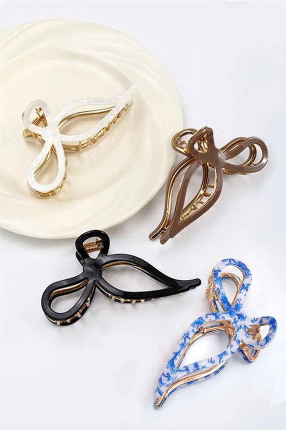 Jumbo Cellulose Bow Hair Claw – Premium Acetate Elegant French Style Clip