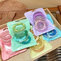 Vibrant Color Block Hair Tie Gift Set – 5-Piece Pack with Matching Pouch