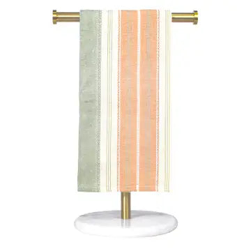 Autumn Harvest Striped Hand Towel – Festive Orange & Green (20x28")