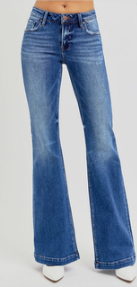 Amanda Risen Low Rise Flare Jeans in Dark Wash – 33" Leg-Lengthening Insea