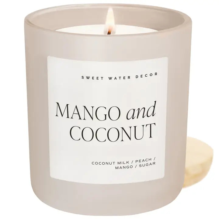 Mango & Coconut Luxury Soy Candle – 15oz Matte Jar | 70+ Hour Burn
