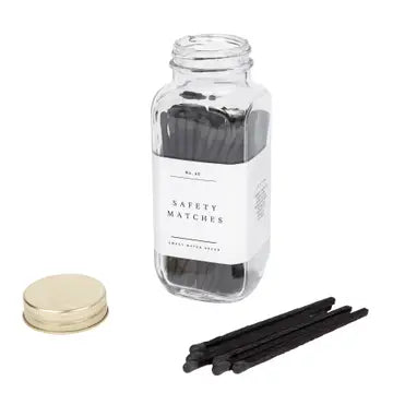 Sweet Water Decor Apothecary Black Safety Matches - Chic Glass Jar