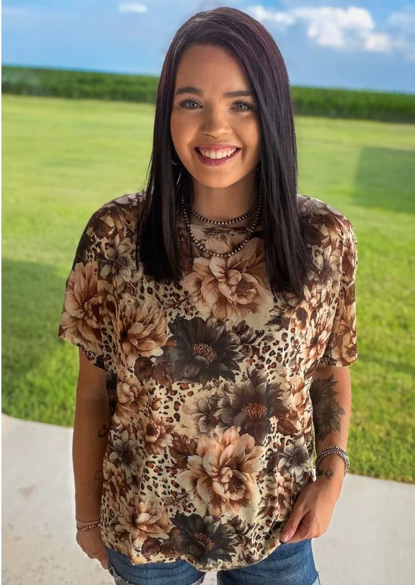BLOOM IN LEOPARD MESH TOP