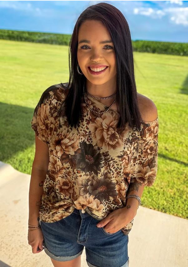 BLOOM IN LEOPARD MESH TOP