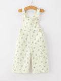Girls Vintage Floral Lace Trim Jumpsuit – Breathable 100% Cotton Wide Leg