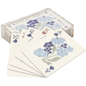 "It Is Well" Botanical Playing Cards – Inspirational 54-Card Deck with Acrylic Case