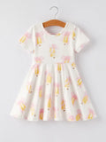 Girls' Back to School Pencil Print Dress – Cute First Day Bow Outfit