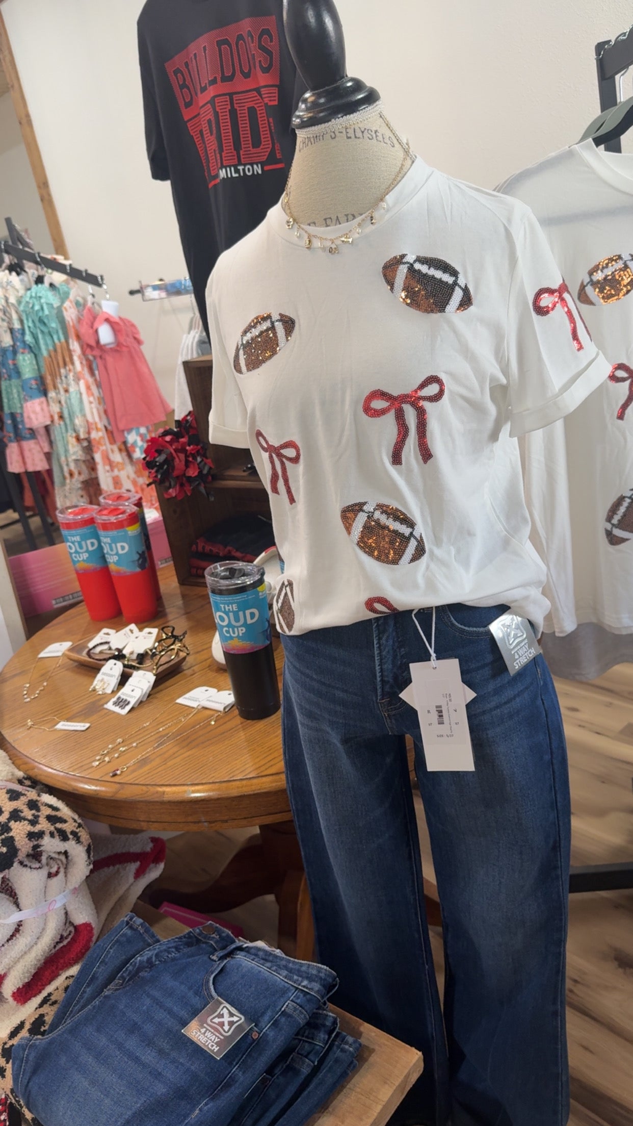 Game Day Sequin Football Top