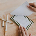 Green Striped Lined Notepad – Stylish Spring Office Stationery & To-Do List