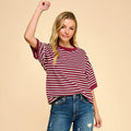 The Effortless Striped Relaxed Knit Top – Taupe & White