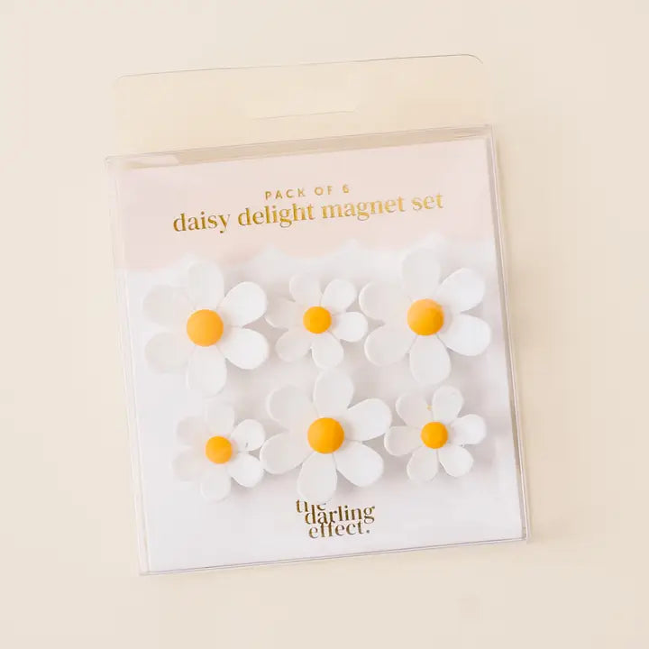 Daisy Delight White Floral Magnet Set – 6-Piece Strong Hold Decor
